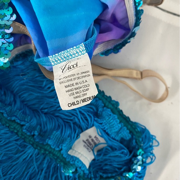 Creations by Cicci Blue Holo Dot 2 in 1 Dance Costume Tap Jazz - Picture 3 of 3